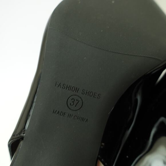 NEW Xin Jing Shoes Pump Slingback Kitten Heel Pointed Toe Leather Black Size 37 - Picture 5 of 9